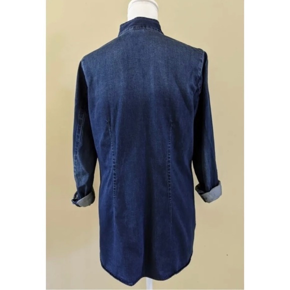 Cabi Womens Sz XS Blue Tie Neck Chambray Denim Button Front Shirt Top Blouse - Picture 11 of 16